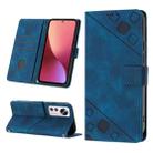 For Xiaomi 12 Skin-feel Embossed Leather Phone Case(Blue) - 1