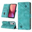 For Xiaomi 12 Pro Skin-feel Embossed Leather Phone Case(Green) - 1