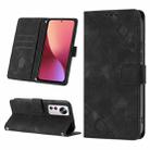 For Xiaomi 12 Pro Skin-feel Embossed Leather Phone Case(Black) - 1