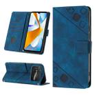 For Xiaomi Poco C40 Skin-feel Embossed Leather Phone Case(Blue) - 1