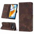 For Xiaomi Poco C40 Skin-feel Embossed Leather Phone Case(Brown) - 1