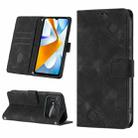 For Xiaomi Poco C40 Skin-feel Embossed Leather Phone Case(Black) - 1