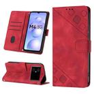 For Xiaomi Poco M4 5G / M5 4G Skin-feel Embossed Leather Phone Case(Red) - 1