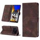 For Xiaomi Poco M4 Pro 4G Skin-feel Embossed Leather Phone Case(Brown) - 1