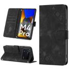 For Xiaomi Poco M4 Pro 4G Skin-feel Embossed Leather Phone Case(Black) - 1