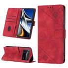For Xiaomi Poco X4 Pro 5G Skin-feel Embossed Leather Phone Case(Red) - 1