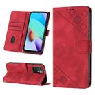 For Xiaomi Redmi 10 2022 / Note 11 4G Skin-feel Embossed Leather Phone Case(Red) - 1