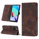 For Xiaomi Redmi 10 2022 / Note 11 4G Skin-feel Embossed Leather Phone Case(Brown) - 1