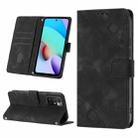 For Xiaomi Redmi 10 2022 / Note 11 4G Skin-feel Embossed Leather Phone Case(Black) - 1