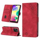 For Xiaomi Redmi 10A Skin-feel Embossed Leather Phone Case(Red) - 1