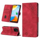 For Xiaomi Redmi 10C 4G Skin-feel Embossed Leather Phone Case(Red) - 1