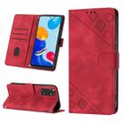 For Xiaomi Redmi Note 11s / 11 4G Skin-feel Embossed Leather Phone Case(Red) - 1