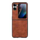 For OPPO Find N2 Flip Morocco Texture PU Shockproof Phone Case(Brown) - 1