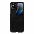 For OPPO Find N2 Flip Genuine Leather Double Color Crazy Horse Phone Case(Black) - 1