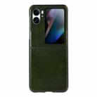 For OPPO Find N2 Flip Genuine Leather Double Color Crazy Horse Phone Case(Green) - 1