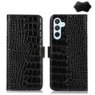 For Samsung Galaxy A24 4G Crocodile Top Layer Cowhide Leather Phone Case(Black) - 1