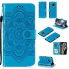 For Xiaomi Redmi K30 Pro Mandala Embossing Pattern Horizontal Flip PU Leather Case with Holder & Card Slots & Walle & Lanyard(Blue) - 1