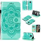 For Xiaomi Redmi Note 9 Pro Mandala Embossing Pattern Horizontal Flip PU Leather Case with Holder & Card Slots & Walle & Lanyard(Green) - 1