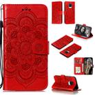 For Xiaomi Redmi Note 9S Mandala Embossing Pattern Horizontal Flip PU Leather Case with Holder & Card Slots & Walle & Lanyard(Red) - 1