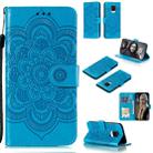 For Xiaomi Redmi Note 9S Mandala Embossing Pattern Horizontal Flip PU Leather Case with Holder & Card Slots & Walle & Lanyard(Blue) - 1