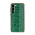 For Samsung Galaxy S23 5G Genuine Leather Weilai Series Nano Electroplating Phone Case(Green) - 1
