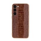 For Samsung Galaxy S23 5G Genuine Leather Weilai Series Nano Electroplating Phone Case(Coffee) - 1