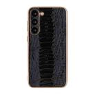 For Samsung Galaxy S23 5G Genuine Leather Weilai Series Nano Electroplating Phone Case(Black) - 1