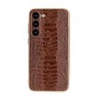 For Samsung Galaxy S23+ 5G Genuine Leather Weilai Series Nano Electroplating Phone Case(Coffee) - 1
