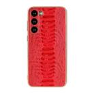 For Samsung Galaxy S23+ 5G Genuine Leather Weilai Series Nano Electroplating Phone Case(Red) - 1