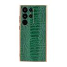 For Samsung Galaxy S23 Ultra 5G Genuine Leather Weilai Series Nano Electroplating Phone Case(Green) - 1