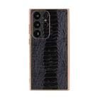 For Samsung Galaxy S23 Ultra 5G Genuine Leather Weilai Series Nano Electroplating Phone Case(Black) - 1