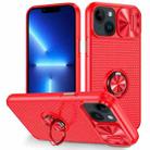 For iPhone 14 Sliding Camshield Armor Phone Case with Ring Holder(Red) - 1