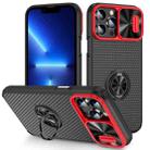 For iPhone 13 Pro Sliding Camshield Armor Phone Case with Ring Holder(Red Black) - 1
