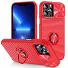 For iPhone 13 Pro Max Sliding Camshield Armor Phone Case with Ring Holder(Red) - 1