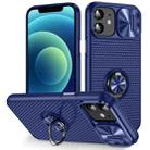 For iPhone 12 Sliding Camshield Armor Phone Case with Ring Holder(Blue) - 1