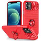 For iPhone 12 Sliding Camshield Armor Phone Case with Ring Holder(Red) - 1
