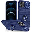 For iPhone 12 Pro Max Sliding Camshield Armor Phone Case with Ring Holder(Blue) - 1