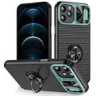 For iPhone 12 Pro Max Sliding Camshield Armor Phone Case with Ring Holder(Grey Green Black) - 1