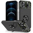 For iPhone 12 Pro Max Sliding Camshield Armor Phone Case with Ring Holder(Army Green Black) - 1