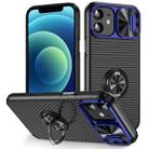 For iPhone 11 Sliding Camshield Armor Phone Case with Ring Holder(Blue Black) - 1