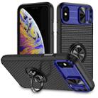 For iPhone X / XS Sliding Camshield Armor Phone Case with Ring Holder(Blue Black) - 1