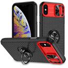 For iPhone X / XS Sliding Camshield Armor Phone Case with Ring Holder(Red Black) - 1