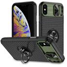 For iPhone X / XS Sliding Camshield Armor Phone Case with Ring Holder(Army Green Black) - 1