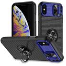 For iPhone XR Sliding Camshield Armor Phone Case with Ring Holder(Blue Black) - 1