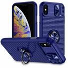 For iPhone XR Sliding Camshield Armor Phone Case with Ring Holder(Blue) - 1