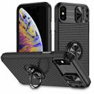 For iPhone XR Sliding Camshield Armor Phone Case with Ring Holder(Black) - 1