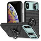 For iPhone XR Sliding Camshield Armor Phone Case with Ring Holder(Grey Green Black) - 1