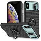 For iPhone XS Max Sliding Camshield Armor Phone Case with Ring Holder(Grey Green Black) - 1