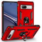 For Google Pixel 7a Shockproof TPU + PC Phone Case with Holder(Red) - 1