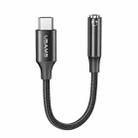 USAMS US-SJ599 AU16 Aluminum Alloy USB-C / Type-C to 3.5DC Audio Adapter Cable(Black) - 1